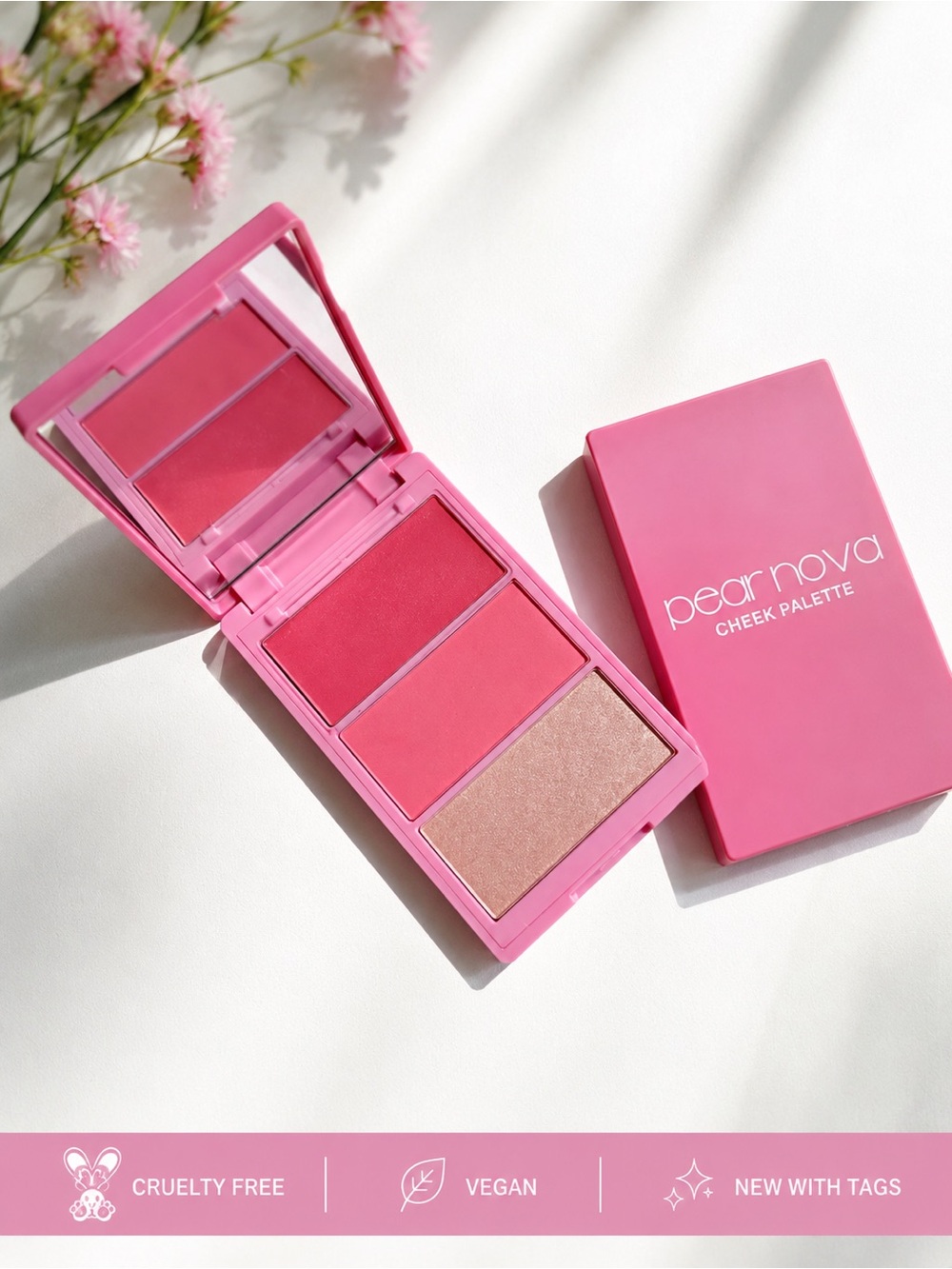 Pear Nova Pink Cheek Palette Blush Bronzer Highlighter NEW